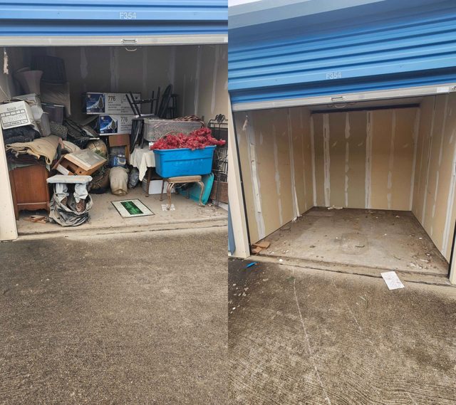 Storage unit cleanout before and after