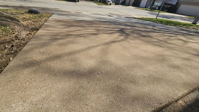 Cleaned concrete driveway