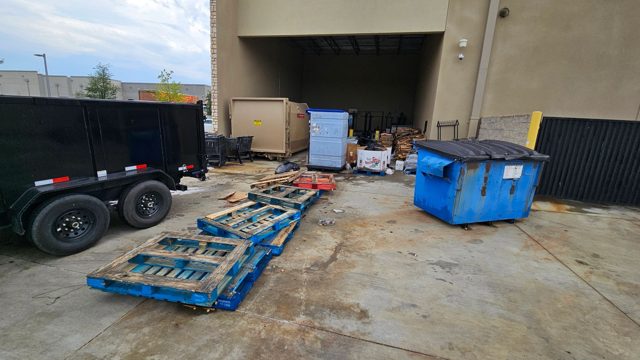 Truck and trailer at a cleanout